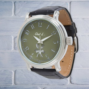 Relógio Coluna prateada do cozinheiro - adicionar nome