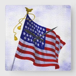 Relógio com Bandeira dos EUA Vintage Estrelas e Li