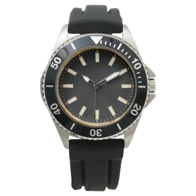 Relógio com Design Elegante no Estilo Diver Preto (Frente)