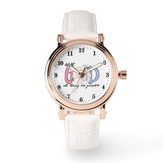 Relógio Com Deus todas as coisas são possíveis arte das pa (Frente)