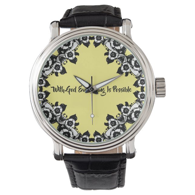 Relógio Com Deus, tudo é possível por citações Bíblias (Frente)