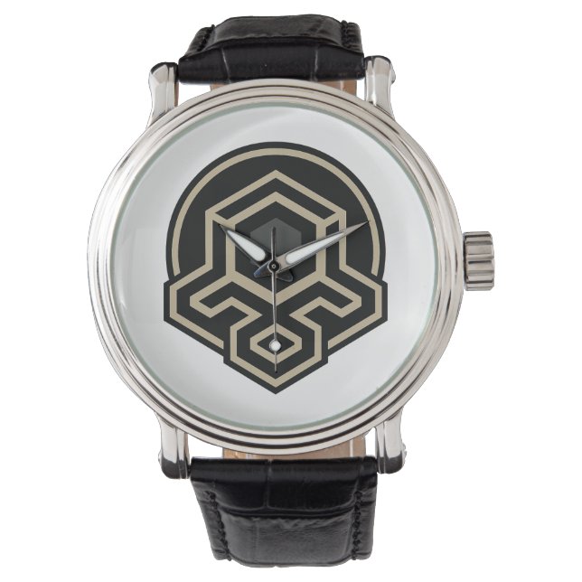 Relógio com Pulseira de Couro Masculino de Arte Av (Frente)