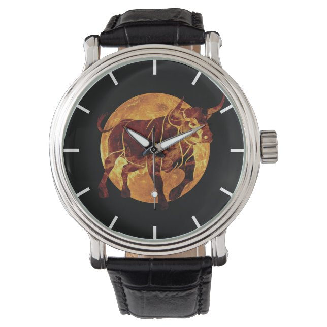 Relógio com signo de Touro do zodíaco (Frente)