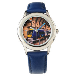 Relógio Comboio azul e amarelo