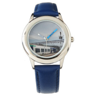Relógio Comboio azul e branco