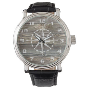 Relógio Compass Náutico Russo de Madeira com aspecto aute
