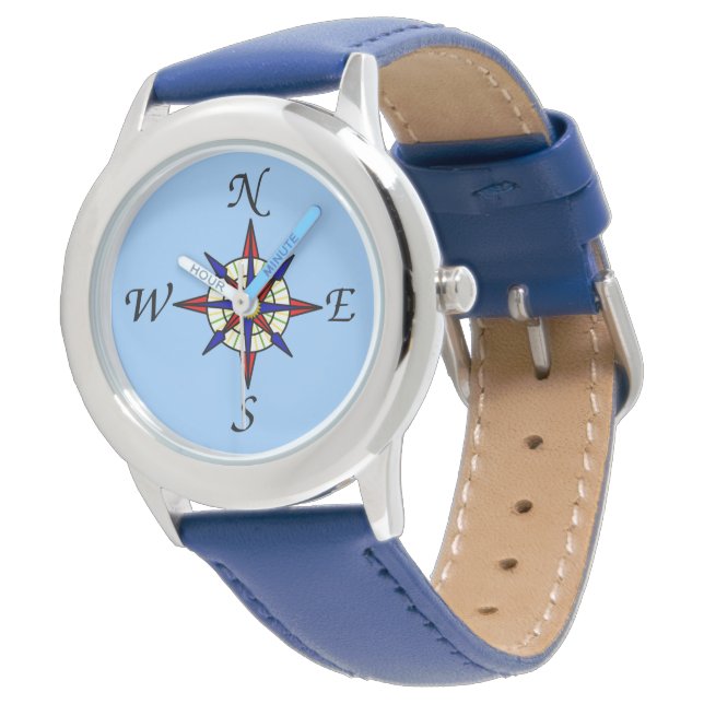 Relógio Compass Rosa on Blue (Angular)