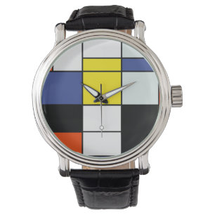 Relógio Composição A de Piet Mondrian - Arte Moderna Abstr