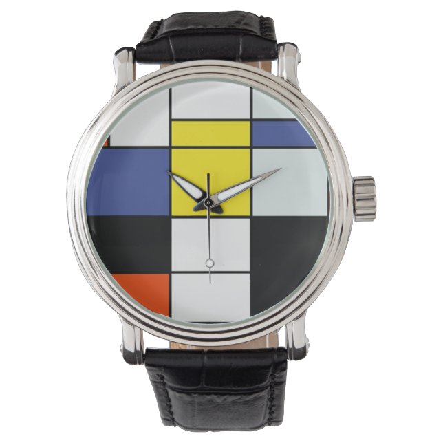 Relógio Composição A de Piet Mondrian - Arte Moderna Abstr (Frente)
