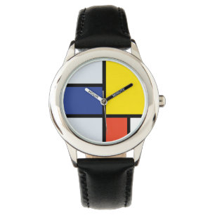 Relógio Composição A de Piet Mondrian - Arte Moderna Abstr
