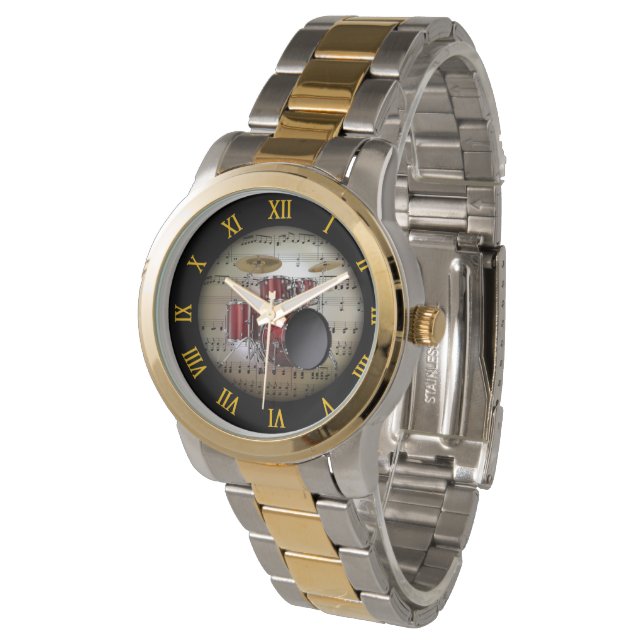 Relógio Conjunto de tambores ~ Fundo "O Planeta Musical" * (Angular)