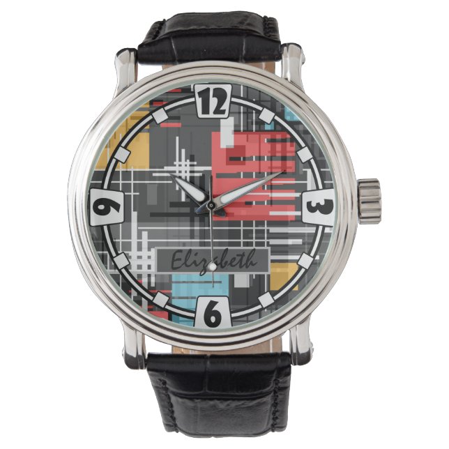 Relógio Cons revestidos de formas geométricas abstrato mod (Frente)