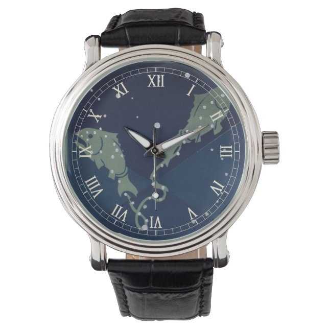 Relógio Constelação de Peixes Peixes Zodíaco Astrologia Vi (Frente)