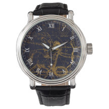 Constelação Zodiac Azul Vintage Dourada Sagittariu
