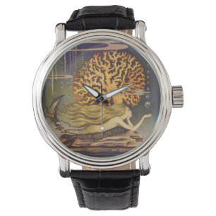 Relógio Conto de Fadas Vintage, Pequena Sereia em Coral Oc