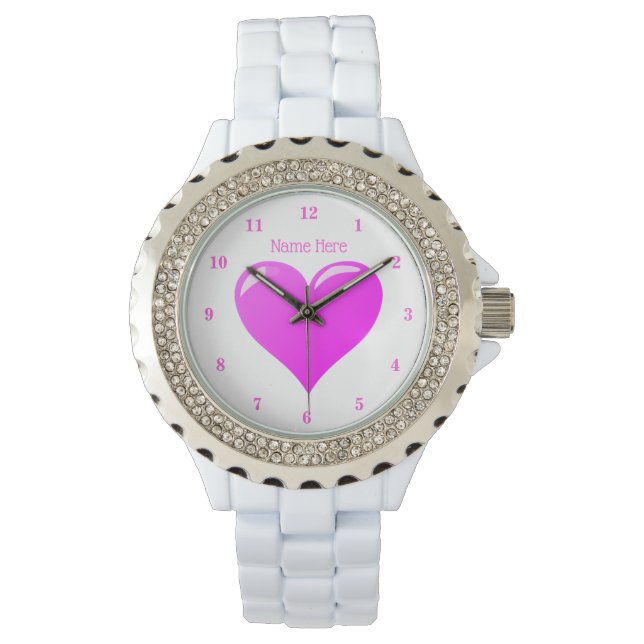 Relógio Controle de Texto de Nome Personalizado com Coraçã (Frente)