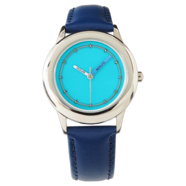 Relógio Cor Azul Turquesa Sky Personalize Isto! (Frente)