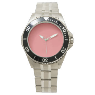 Relógio Cor Sólida do Pastel Coral Clássico Elegante