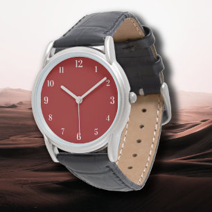 Relógio Cor Sólido Vermelho Crimson   Clássico   Elegante