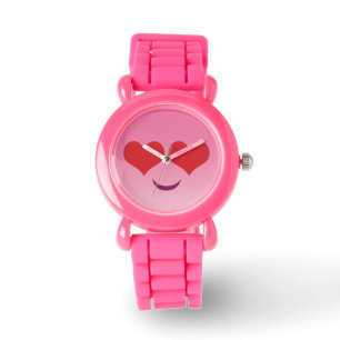 Relógio Coração Bonito para Olhos cor-de-rosa emoji
