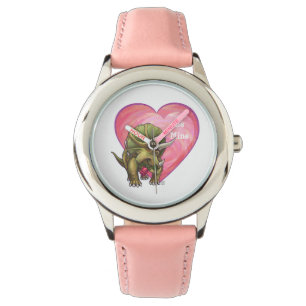 Relógio Coração da rosa vermelha do Triceratops