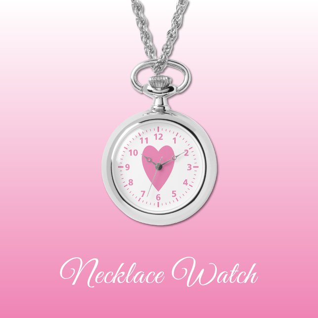Relógio Coração de amor rosa, Neclace Watch (Criador carregado)