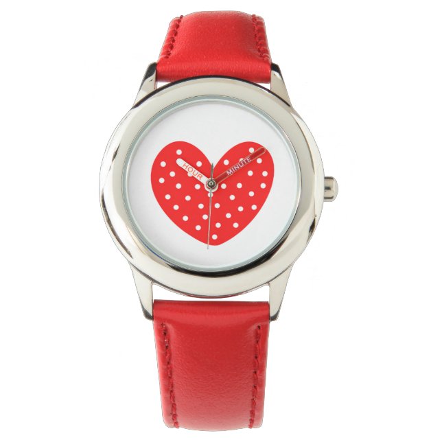Relógio Coração de Amor Vermelho, Fundo Branco (Frente)