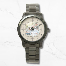 Relógio Coração de Script do Vovô de Foto Moderno