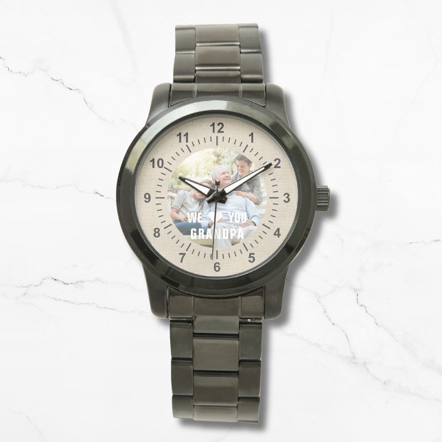 Relógio Coração de Script do Vovô de Foto Moderno (Criador carregado)