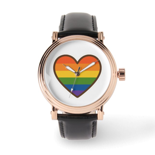 Relógio Coração do Orgulho LGBTQ+ Kawaii (Frente)