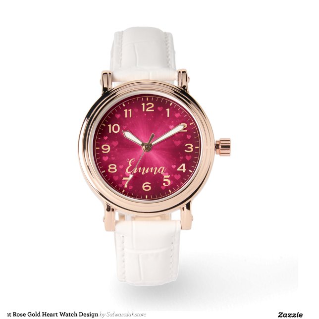 Relógio Coração em Ouro Rosa Design Elegante (Criador carregado)