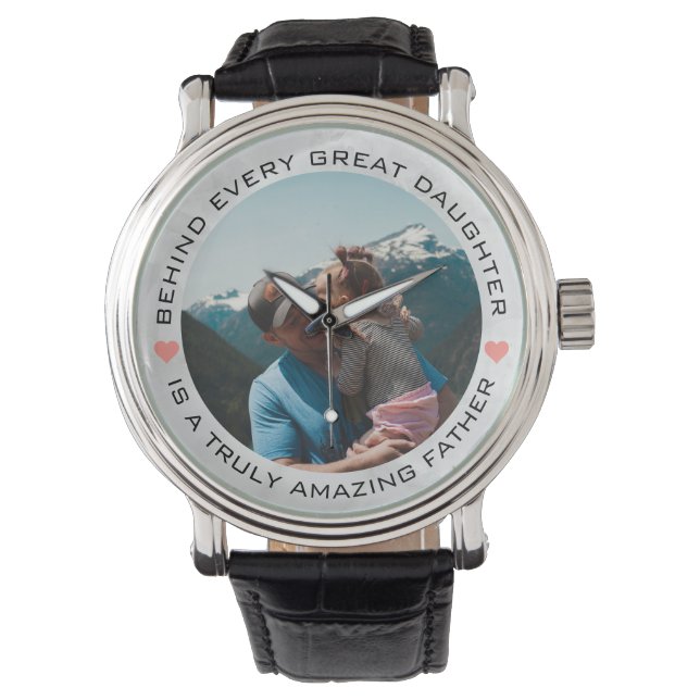 Relógio Corações de Fotografias Personalizadas do dia de o (Frente)