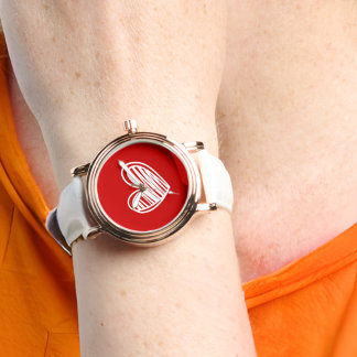 Relógio Corações Modernos Bonitos Mulheres Douradas Branca