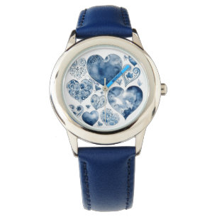 Relógio Corações no Azul Delft