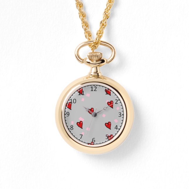 Relógio Corações vermelhos nas cinzas (Frente)