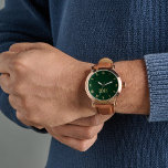 Relógio Corda castanha Dourada Monograma Verde<br><div class="desc">Crie o seu próprio ouro falso personalizado, elegante, monograma em escura verde florestal, na moda clássico único significa rosa de ouro retrô clássico estilo visual castanho. Basta digitar seu nome / monograma / iniciais, para personalizar. Faz um presente de excelente, para aniversário, graduação, dia de os pais, natal, feriados, casamento,...</div>