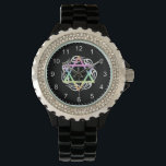 Relógio Cores Estrelas Judaicas<br><div class="desc">Jewish Star em cores pastéis na tatuagem de chama perfeita para feriados hebreus,  passover,  hanukkah ou hoshanah rosh.</div>