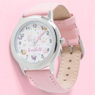 Relógio Coroa princesa rosa e giro, personalizada