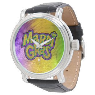 Relógio Coroa tema Mardi Gras festivo SlipperyJoe's reinf
