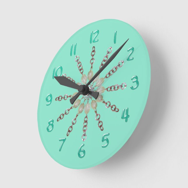 Relógio - Corrente de cobre e Miçangas (Ângulo)