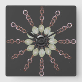 Relógio - Corrente de cobre e miçangas de vidro