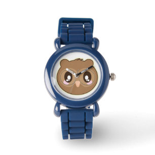 Relógio Coruja de aço inoxidável com bezel