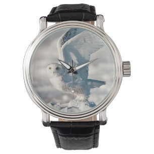 Relógio Coruja nevado que descola da neve