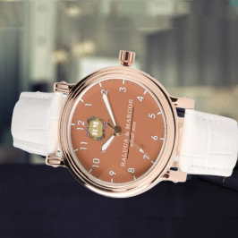 Relógio Couple names monogram orange