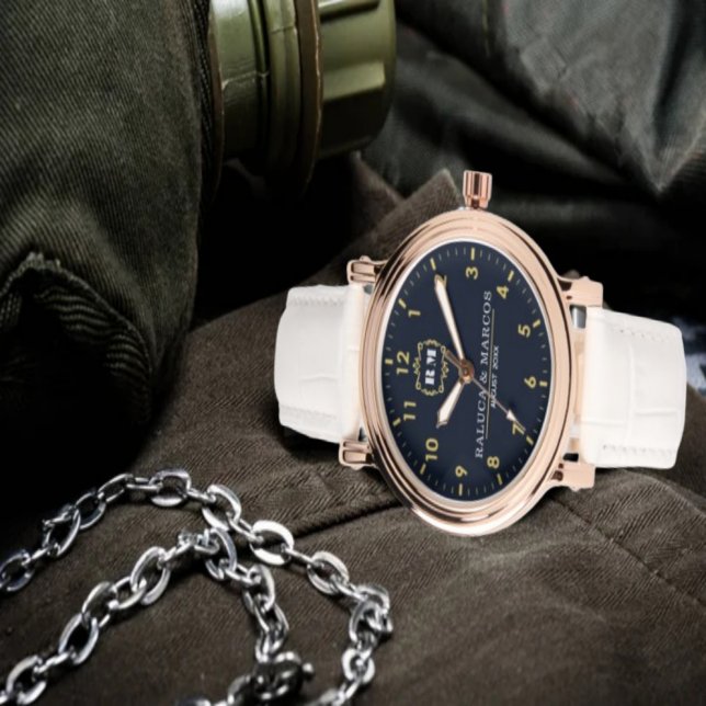 Relógio Couple names vintage elegant monogram  (Criador carregado)