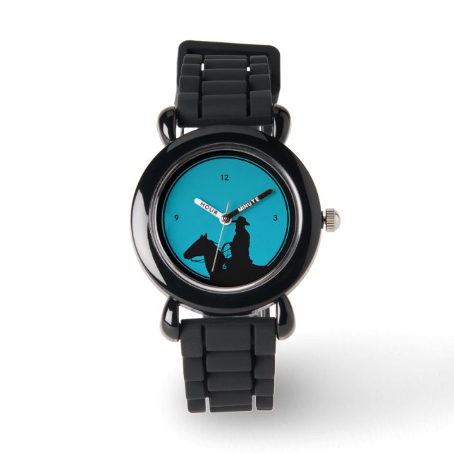 Relógio Cowboy Silhouette on Turquoise Watch (Frente)
