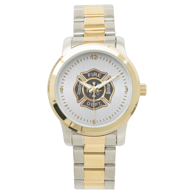 Relógio Crachá Dourado e Prata (Frente)