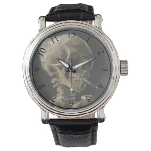 Relógio Crânio com cigarro queimado Vincent van Gogh Art