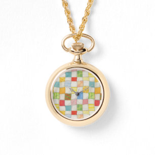 Relógio CRAZY QUILT Dourado Necklace Watch