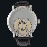 Relógio Cream Dachshund | Cachorro-protetor<br><div class="desc">Este relógio original de pulso de cão, está disponível em estilos variados para homens, mulheres e crianças. Um legal acessório de moda que faz um presente de excelente para amantes de creme inglês de longa data, Dachshund. Visite o Doodle World de Jenn para muitos mais relógios de cães na moda....</div>